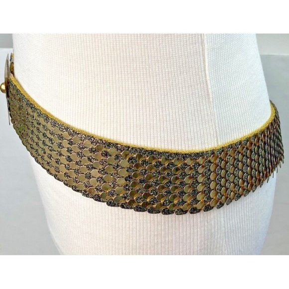 *Vintage Gold Mermaid Waist Belt Elastic Stretch Metal Flower Buckle